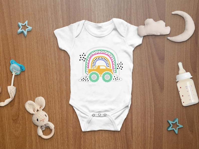 Simple Monster Truck Svg, Cute Rainbow Monster Truck Svg Doodle Rainbow Svg#5