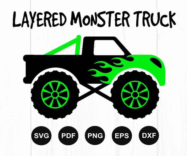 Simple Monster Truck Svg, Layered Monster Truck Svg#1