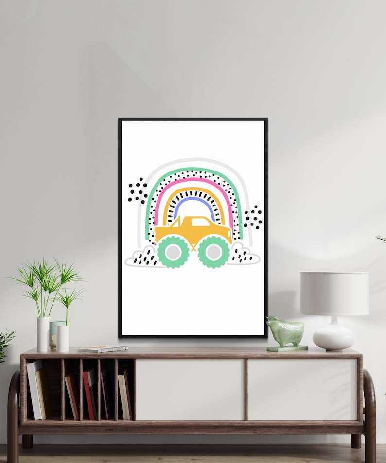 Simple Monster Truck Svg, Cute Rainbow Monster Truck Svg Doodle Rainbow Svg#6