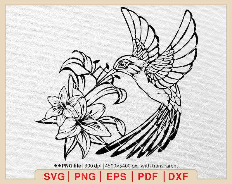 Hummingbird Flower Svg