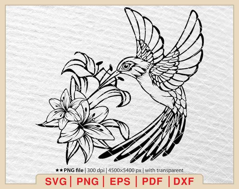 Hummingbird Flower Svg, Hummingbird svg - Bird svg - Hummingbird vector - Floral hummingbird svg#1