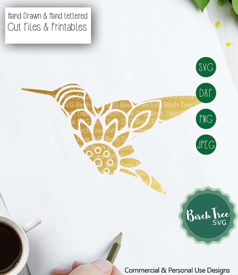 Hummingbird Silhouette Svg, Hummingbird Mandala SVG Cut File - Boho Bird SVG -Hummingbird Clipart#1