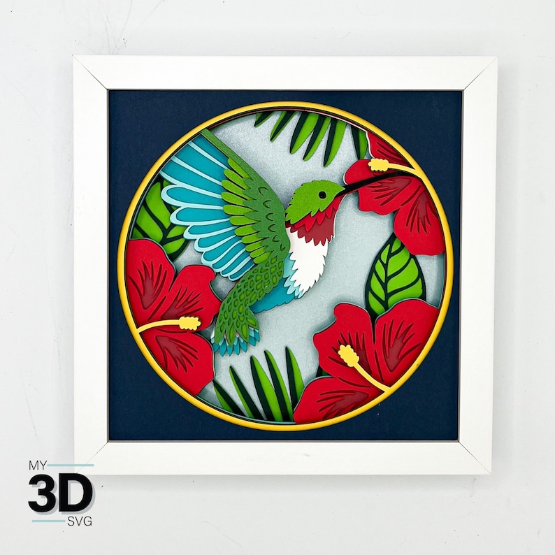 Hummingbird Silhouette Svg, 3d Hummingbird Svg - Shadow Box Svg ...