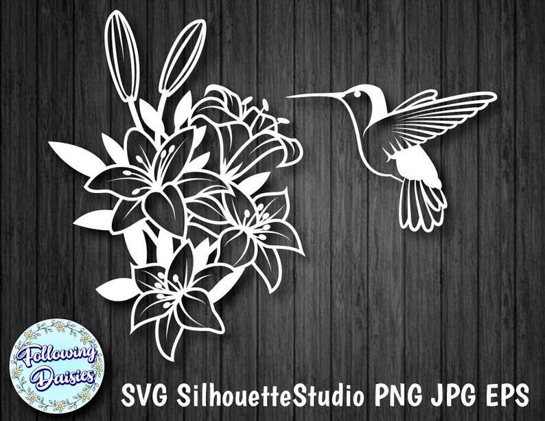 Hummingbird Flower Svg, FLOWERS and HUMMINGBIRD in SVG files for cricut and silhouette#1