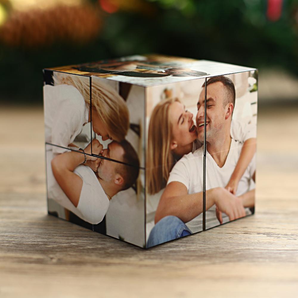 Cube Photo Personnalisé - Puzzle 3D avec 6 Photos - Pour Famille