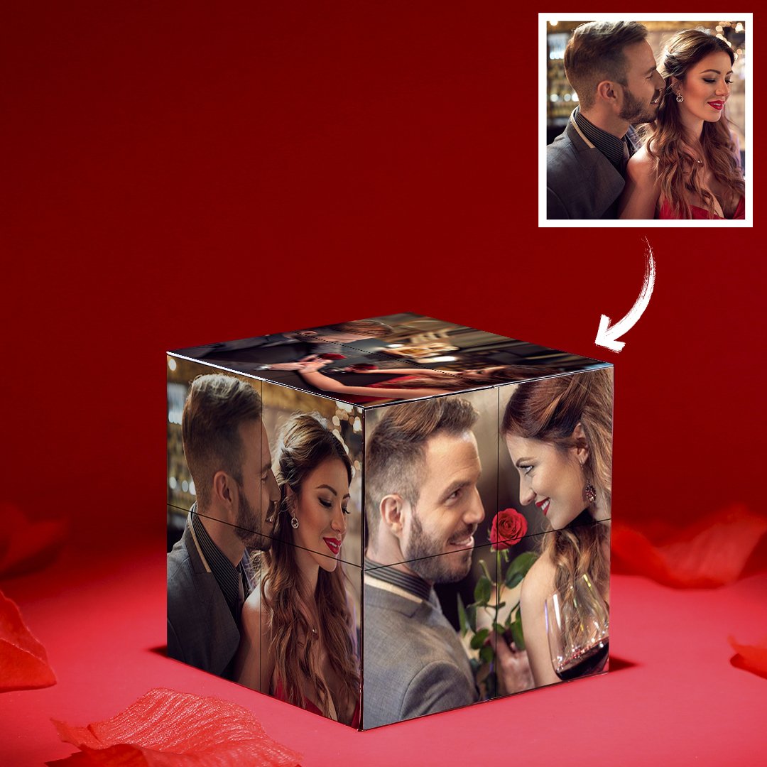 Photo Personnalisée Rubic's Cube Multiphoto Rubic's Cube En Bois Coloré Cadeaux Saint Valentin pour les cadeaux de Noël