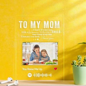 Spotify Acrylic Custom Photo Scannable Music Plaque To My Mom - myspotifyplaque