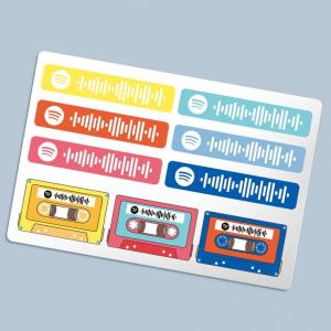 Spotify Code Music Stickers Custom Color Tape Stickers 8.26*5.9in (Whole Sheet) 3.94*0.79in (Single Sheet Music Code)/2.56*1.97in (Single Sheet Tape) - myspotifyplaque