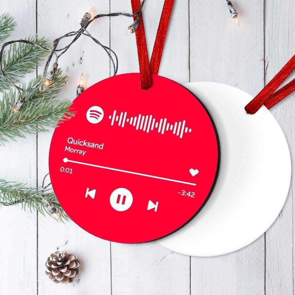 Engraved Custom Scannable Spotify Code Hanging Ornament Personalized Music Song Ornaments Red