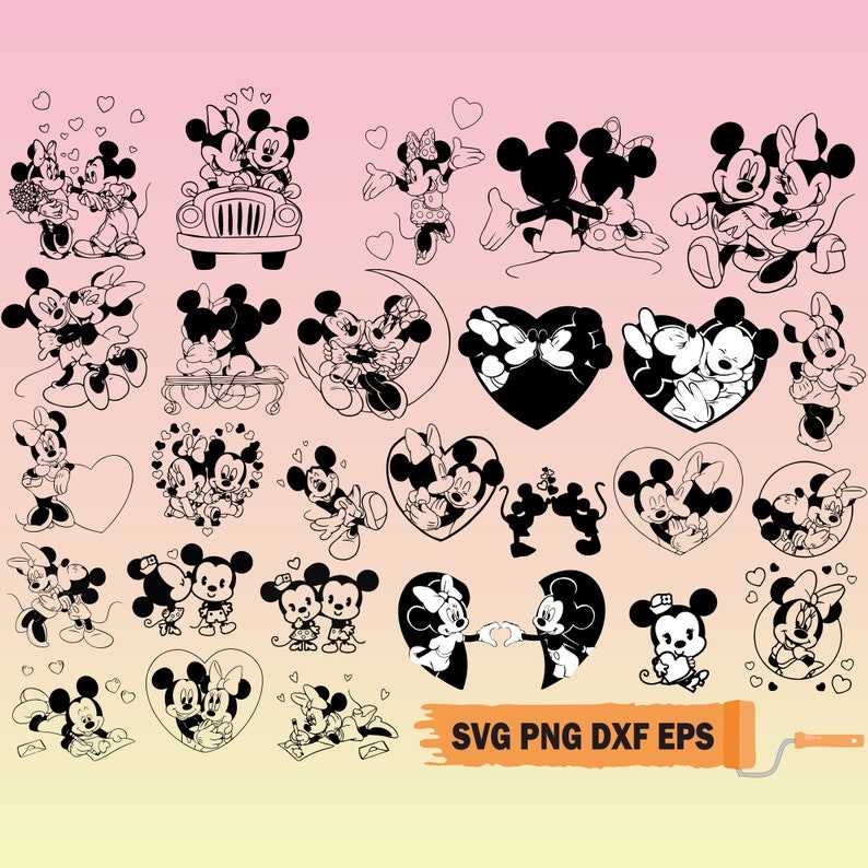 Mickey and Minnie,Mickey & Minnie couple, Mickey and Minnie sitting Mouse  Digital Download, pdf png svg, dxf, Cricut, Silhouette Cut File