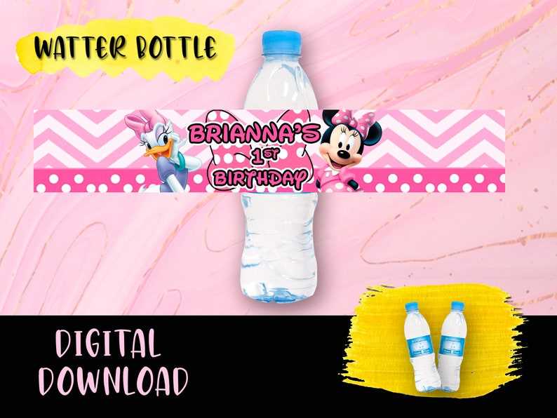Minnie Mouse Party Water Bottle Labels