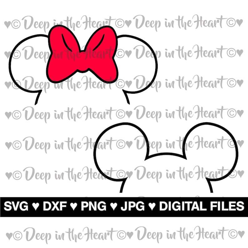 Mickey and Minnie mouse ears split monogram svg cut files