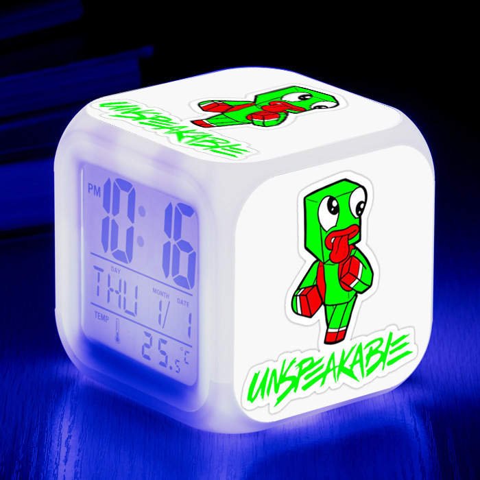 Children's Room Decoration Alarm Clock Unspeakable LED Colorful Color-changing Square Clock Gift Creative Small Alarm Clock#7