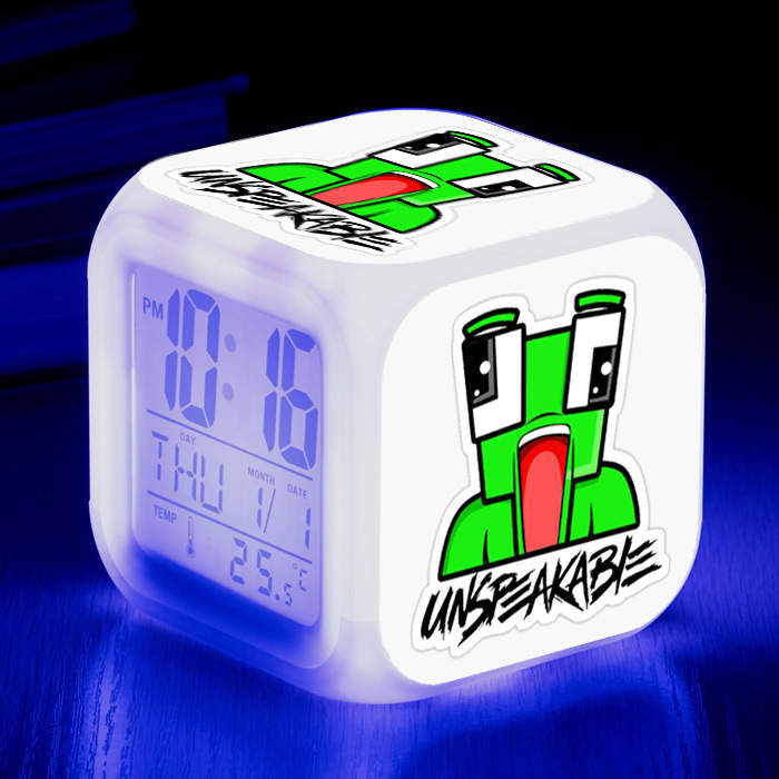 Children's Room Decoration Alarm Clock Unspeakable LED Colorful Color-changing Square Clock Gift Creative Small Alarm Clock#6