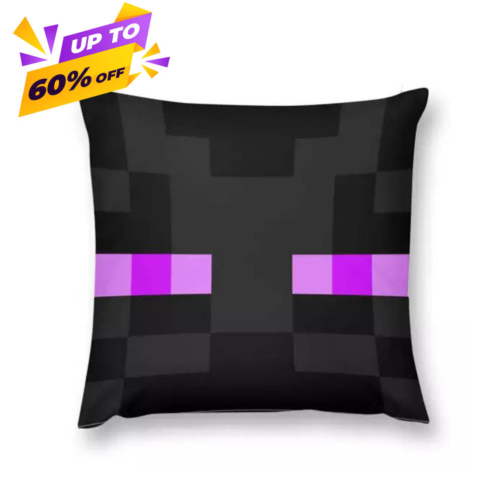 Enderman Head Pixel Pillow, Minecraft Game Pillow