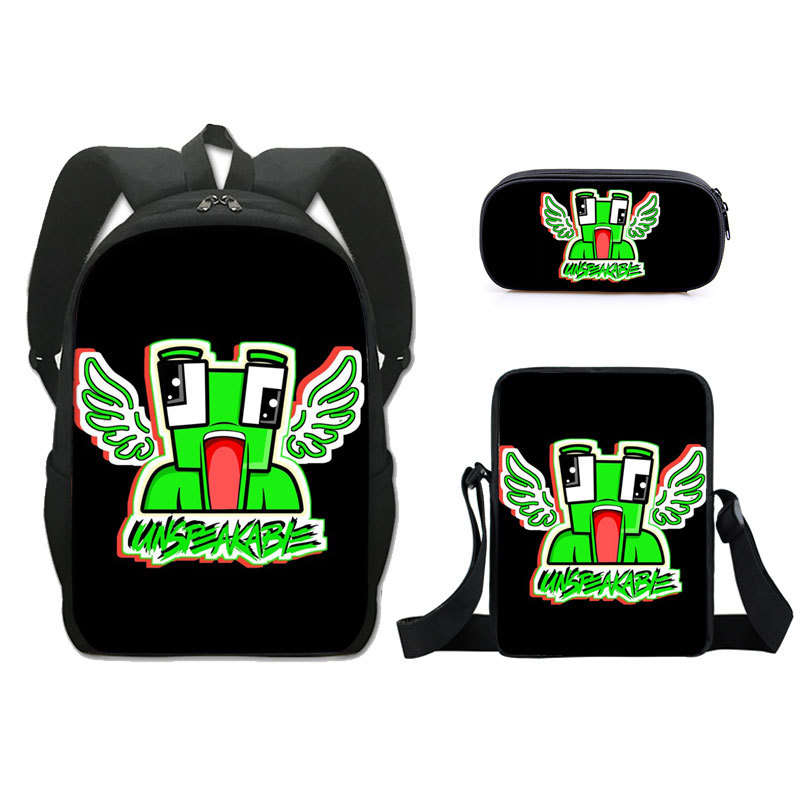 Unspeakable Wings Pattern Printed School Bag, Large Capacity Backpack, Polyester Single Layer Pen Bag Satchel Set#1