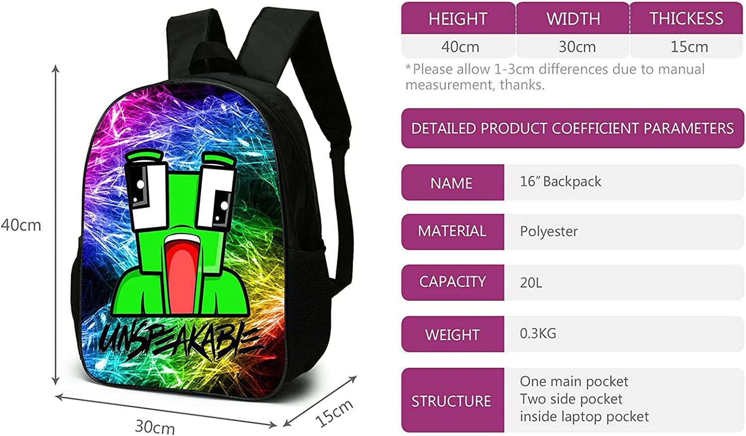 Unspeakable Kids School Bag Set, Boys Girls Chrismas Gift#4
