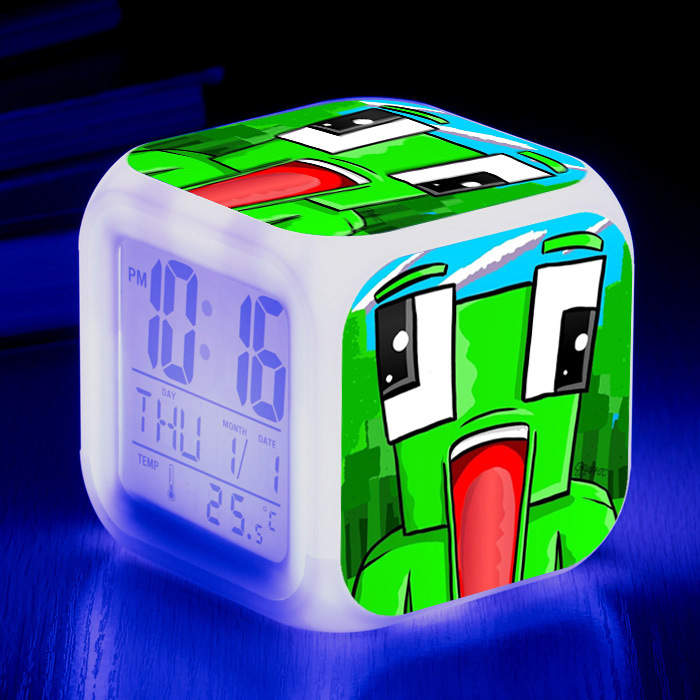 Children's Room Decoration Alarm Clock Unspeakable LED Colorful Color-changing Square Clock Gift Creative Small Alarm Clock#13