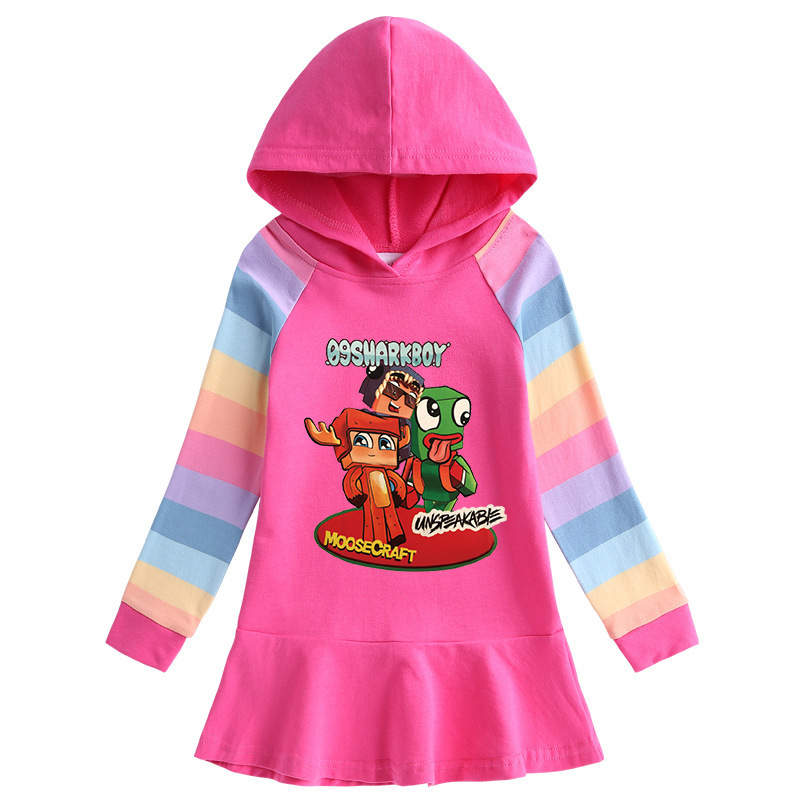 Unspeakable Cotton Girl Hoodie Dress, Cartoon Rainbow Children's Long Sleeve, Hoodie Dress#5