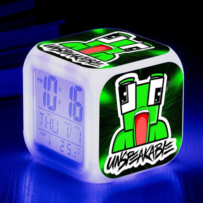 Children's Room Decoration Alarm Clock Unspeakable LED Colorful Color-changing Square Clock Gift Creative Small Alarm Clock#9