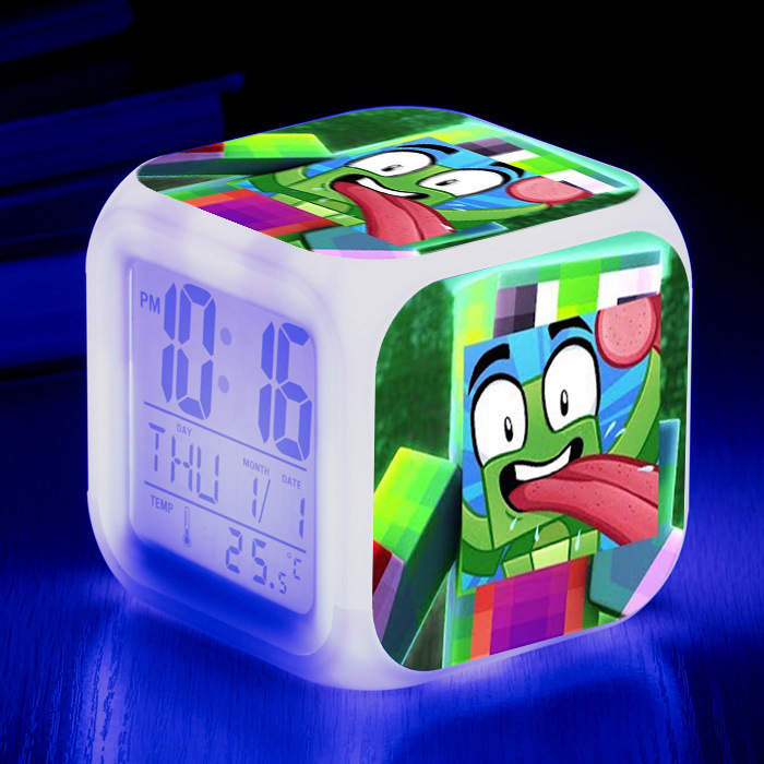 Children's Room Decoration Alarm Clock Unspeakable LED Colorful Color-changing Square Clock Gift Creative Small Alarm Clock#12
