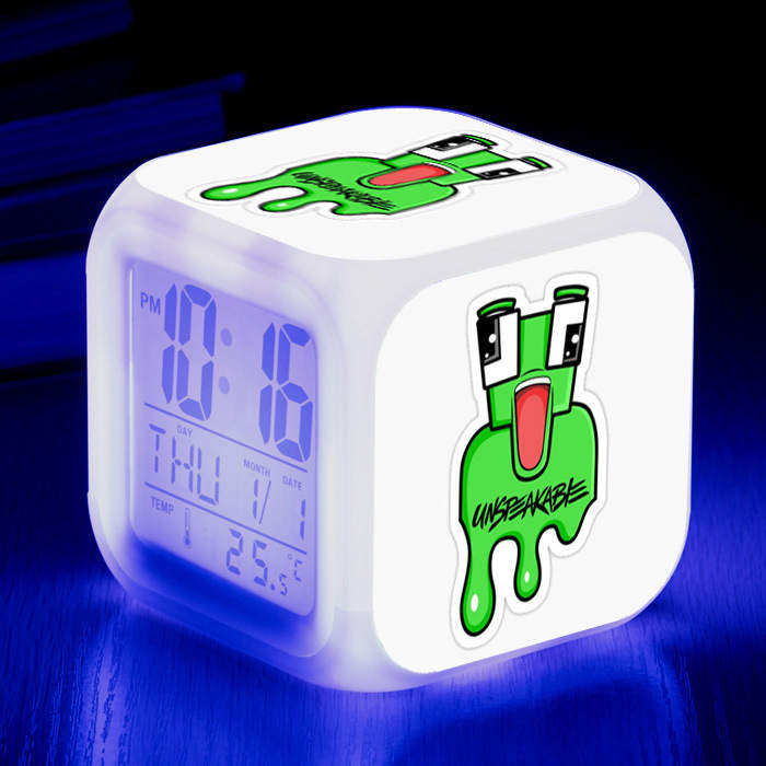 Children's Room Decoration Alarm Clock Unspeakable LED Colorful Color-changing Square Clock Gift Creative Small Alarm Clock#1