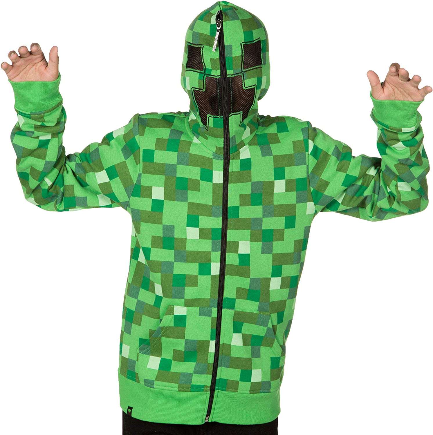 Minecraft Creeper Zip-Up Costume Hoodie with Mask#1