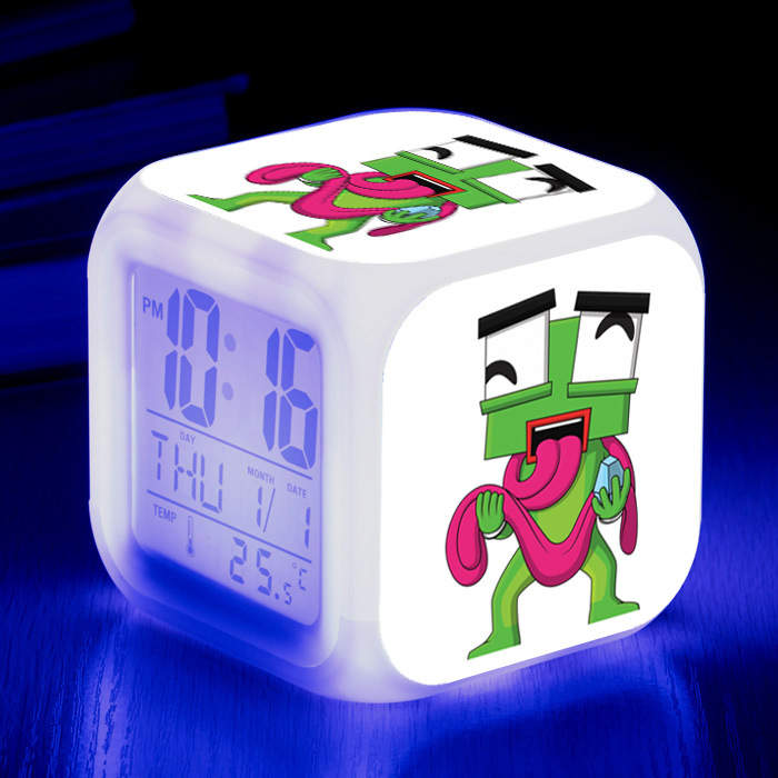 Children's Room Decoration Alarm Clock Unspeakable LED Colorful Color-changing Square Clock Gift Creative Small Alarm Clock#3