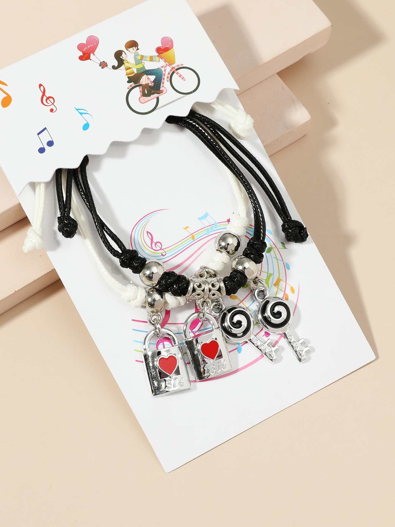 2pcs Couple Lock & Key Charm Magnetic Heart Bracelet