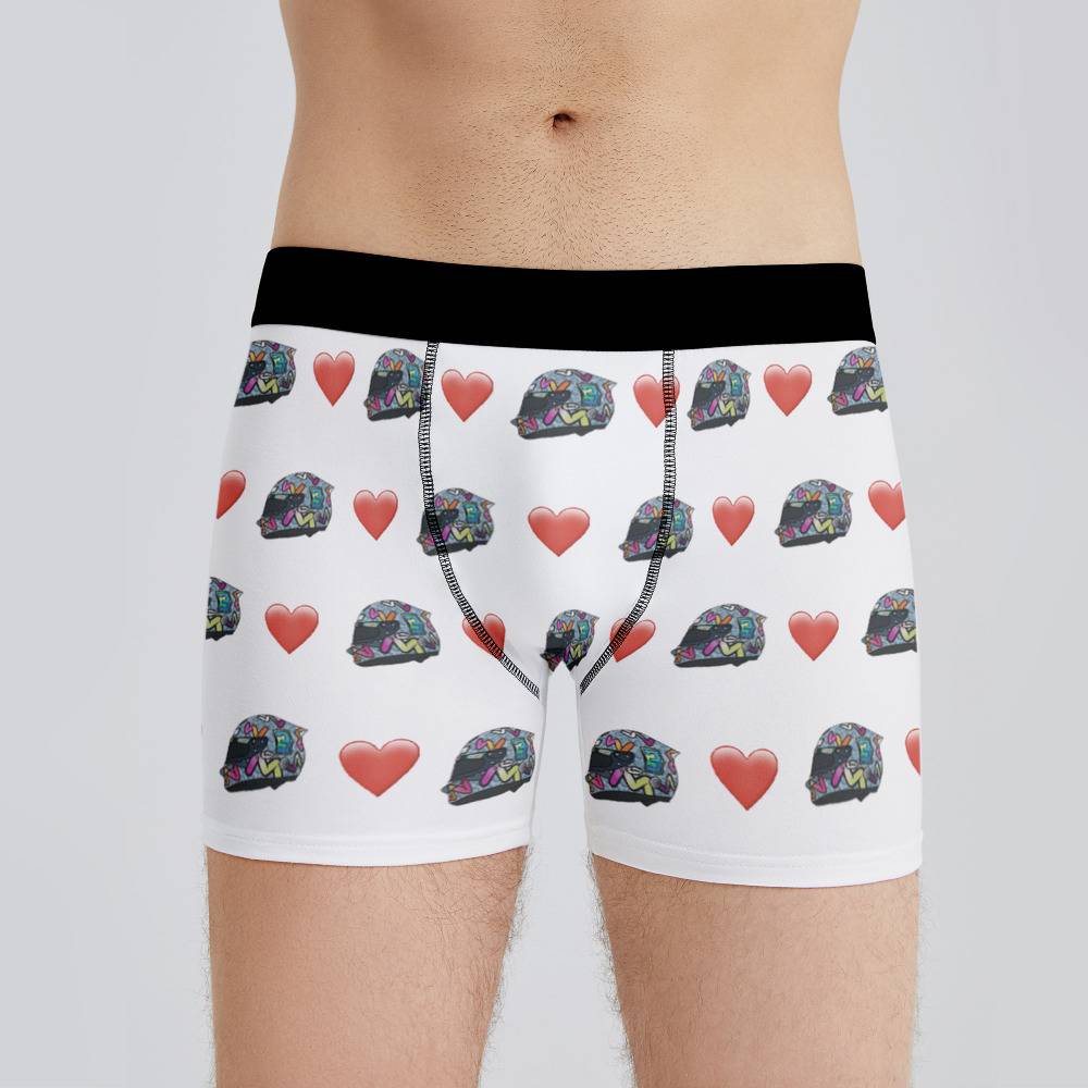 Haas F1 Boxers Custom Photo Boxers Men's Underwear Striped Printed Boxers  White