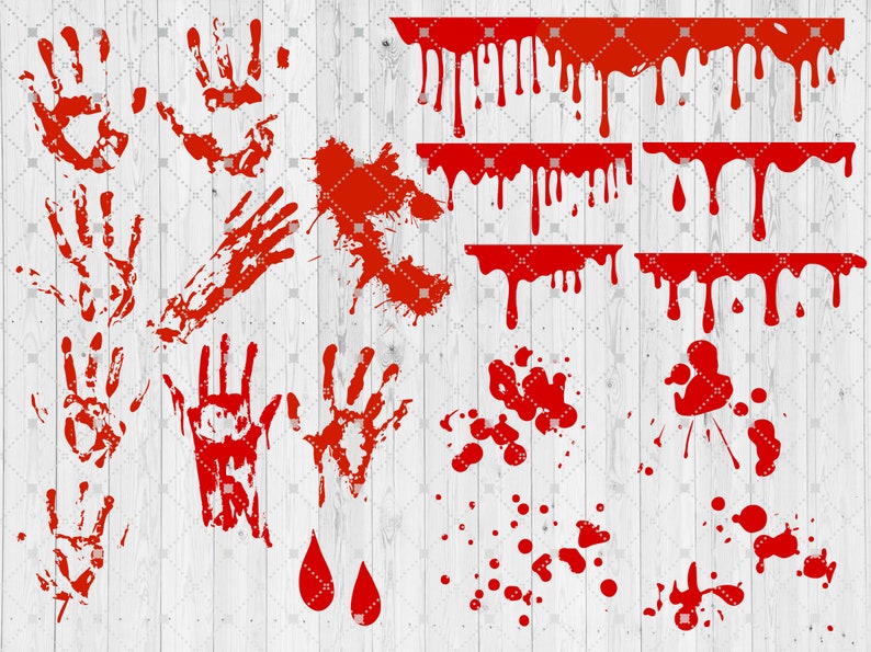 Horror Svg Bundle, Blood Splatter Bloody Handprint Drips SVG Bundle