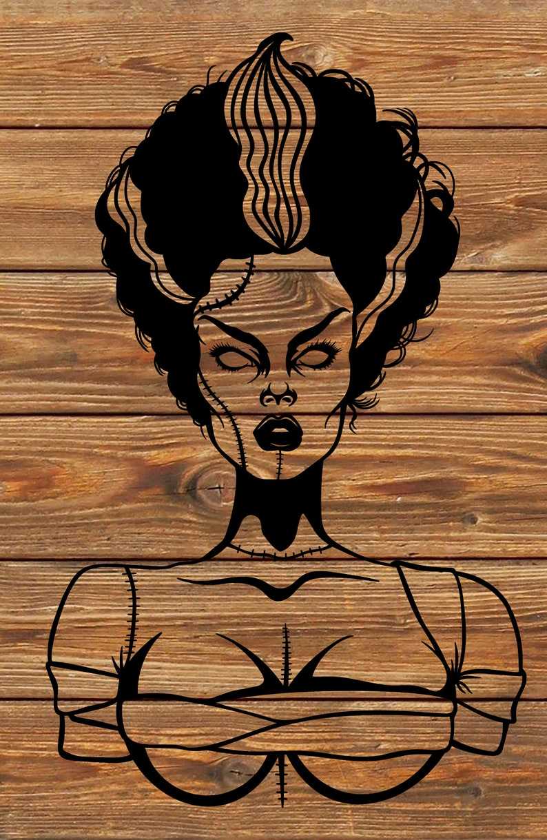 Horror Svg, PNG SVG File Bride Of Frankenstein Vinyl Cutter 