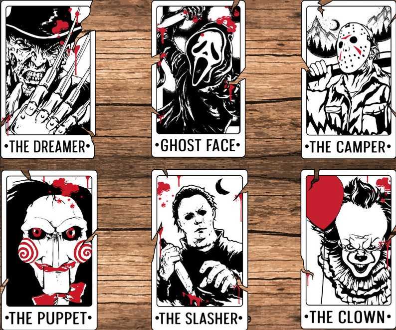 Horror Svg Bundle, Horror Characters Tarot Card SVG download