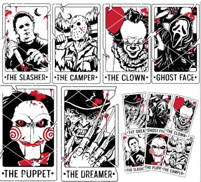 Horror Svg Bundle, Horror Characters Tarot Card SVG download#1