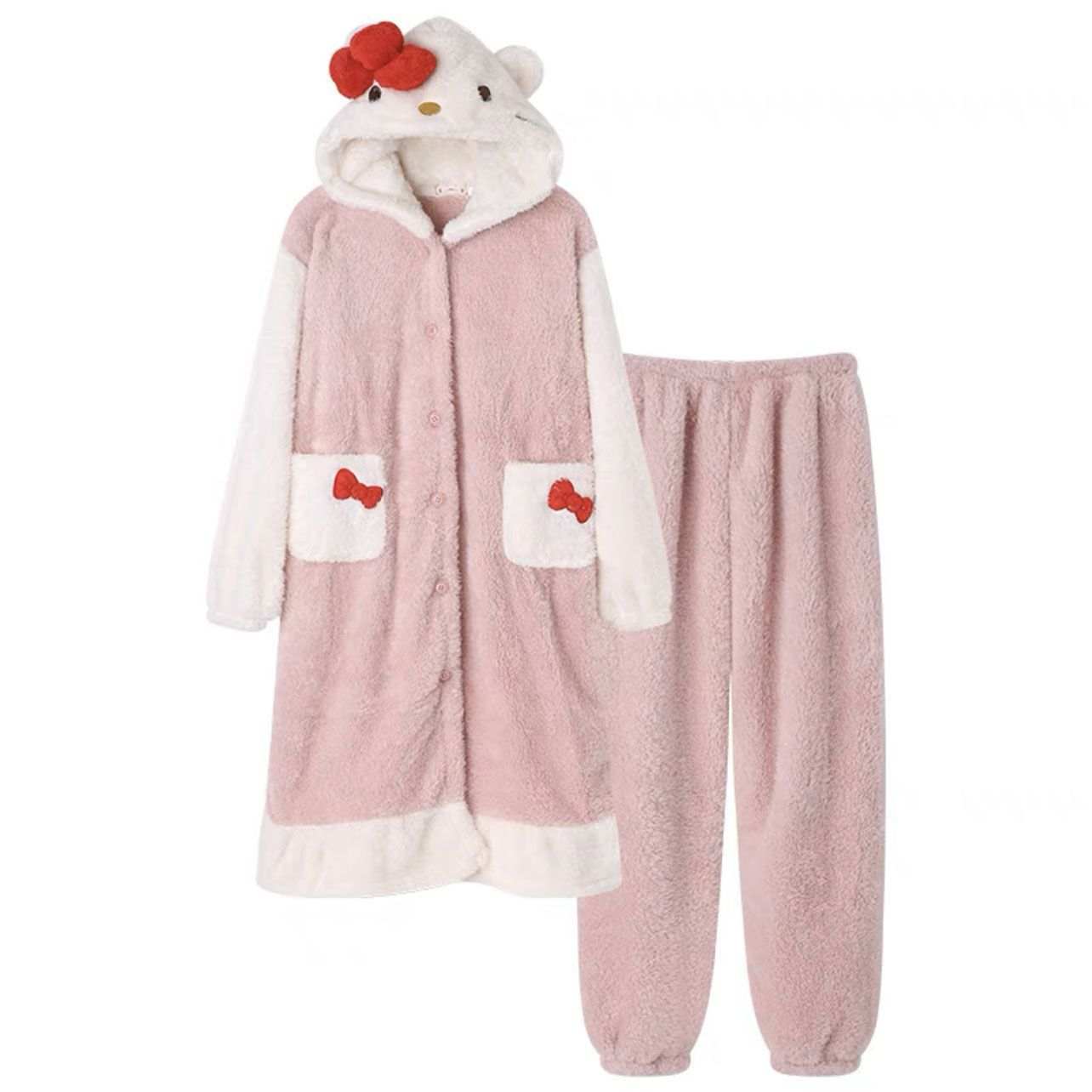 Hello Kitty Fuzzy Pajama Set, Hello Kitty Fuzzy Pajama Pants + Shirt Set