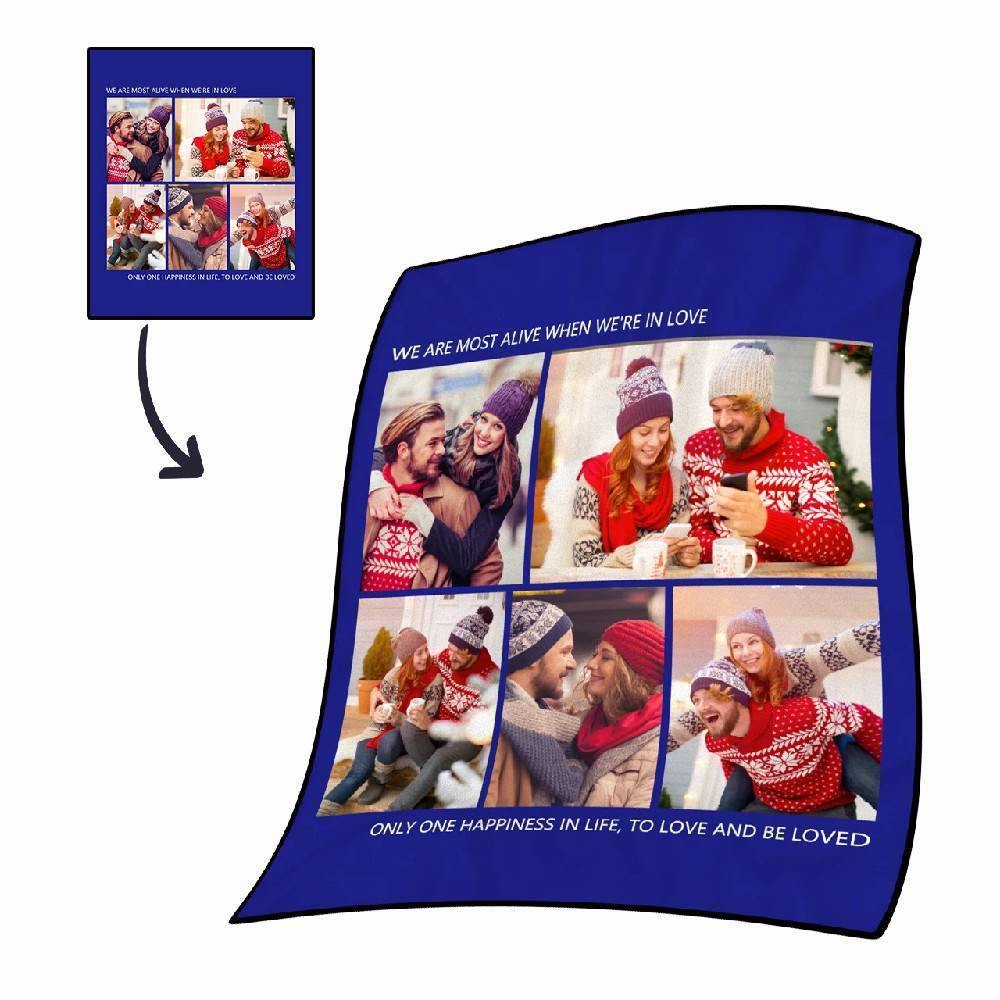 Photo Blankets With Multiple Photos Custom Fleece 5 Photos Blanket With
