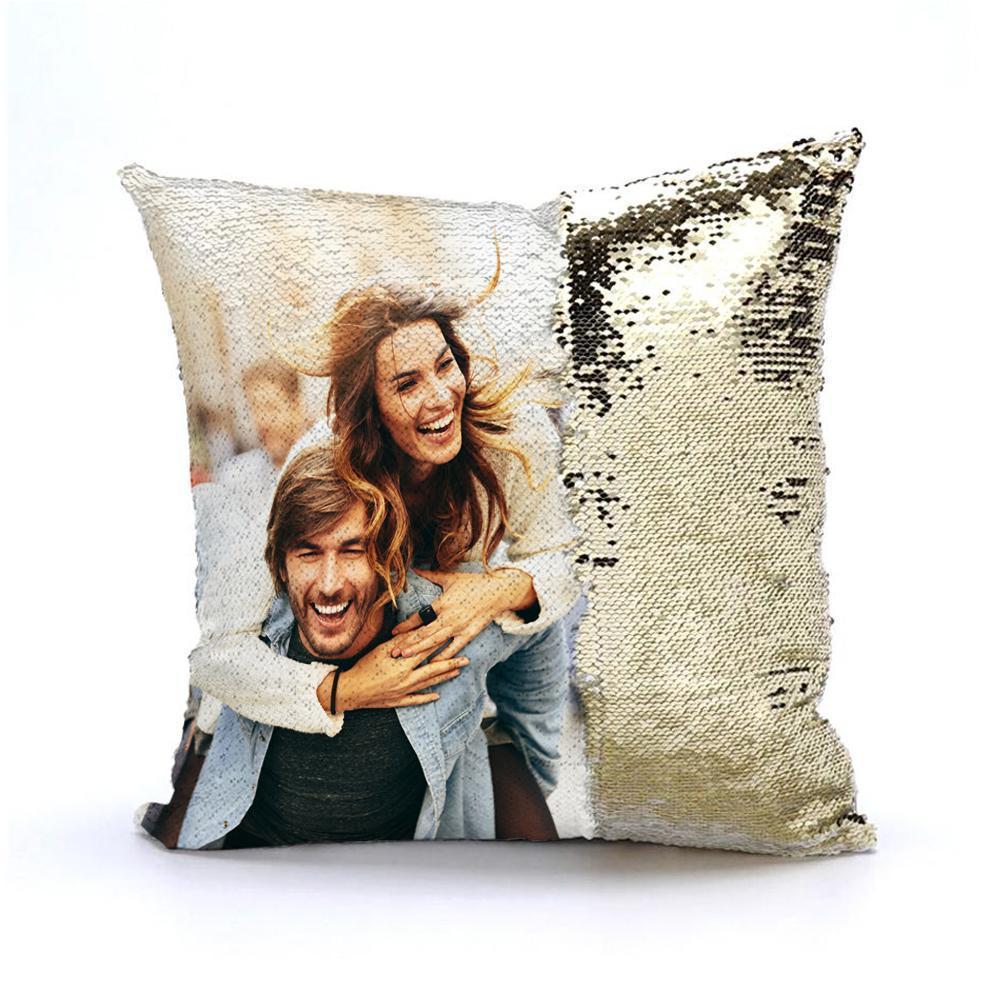 Custom Sequin Photo Pillow Personalized Gift Custom Reversible Magic