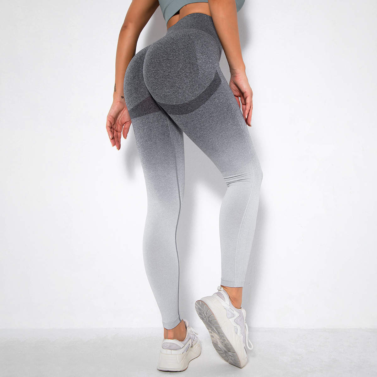 Ombre Seamless Quick-Dry Yoga Pants Candid Grey Leggings#8