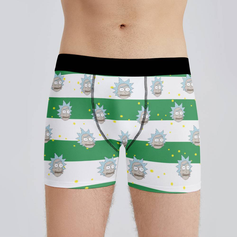 Rick And Morty Boxers Custom Photo Boxers Men's Underwear Heart Boxers Blue