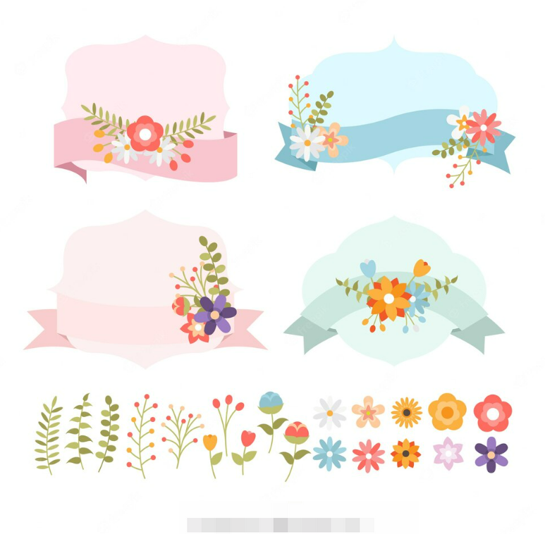 Flat spring ribbon collection Banner Svg 