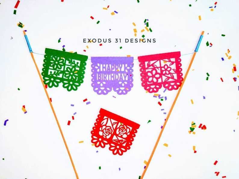 4 SVG CRICUT cut files TEMPLATES Papel Picado Mini banners Birthday Banner Svg#1