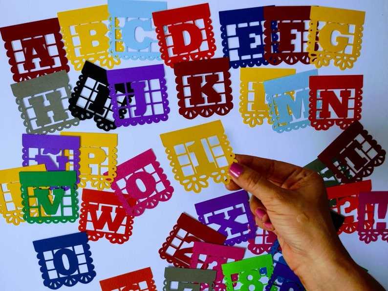 Alphabet svg mini banners papel picado templates cut files  Banner Svg#7