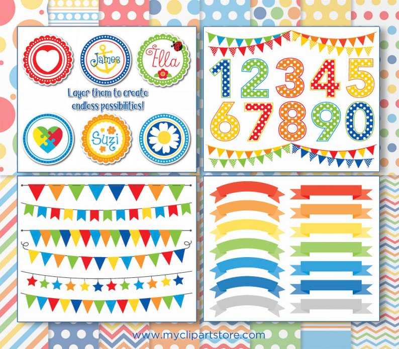 Primary Colors Accessories Clipart Bundle Ribbon Banner Svg 