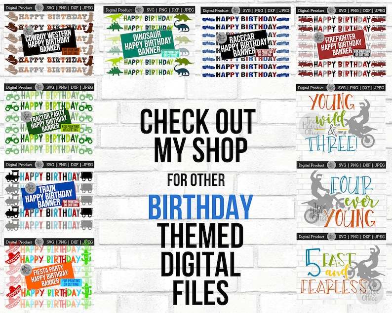 Dinosaur Happy  Birthday Banner Svg#8