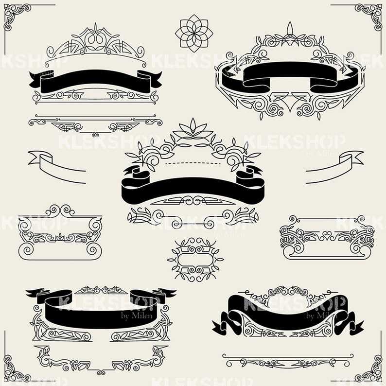 Ribbon Label Linear Collection Frames Ribbon Banner Svg