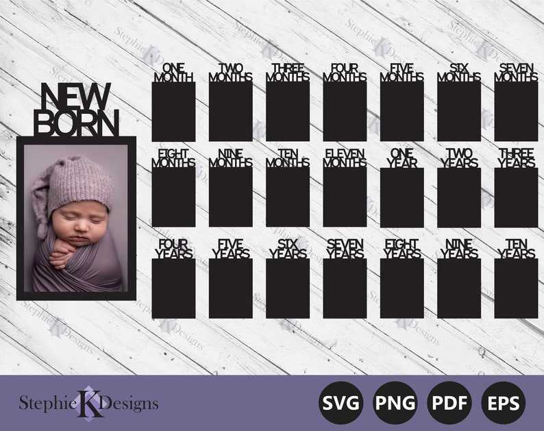 Newborn To Ten Year Photo Display Digital Files  Birthday Banner Svg#1