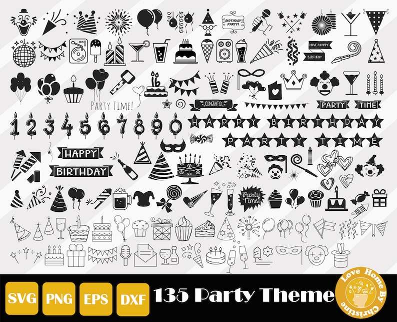 135 Party Theme Svg Birthday Banner Svg#1