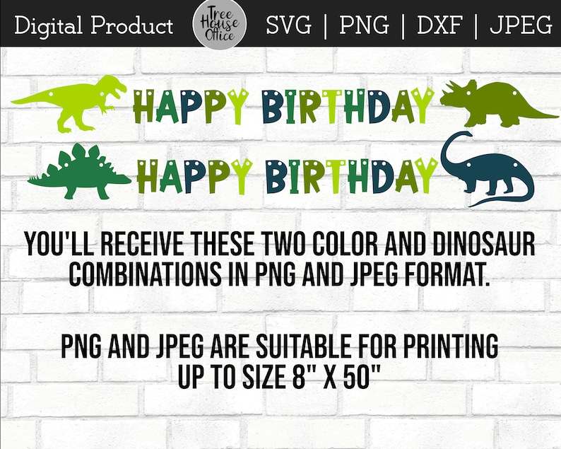 Dinosaur Happy  Birthday Banner Svg#6