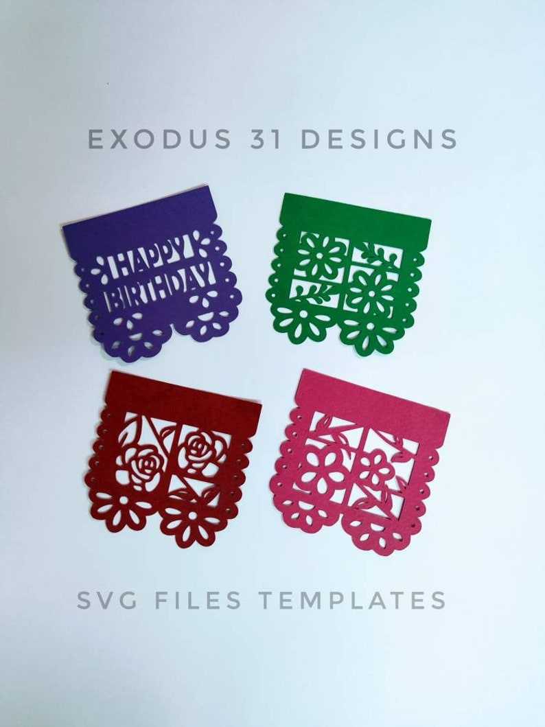 4 SVG CRICUT cut files TEMPLATES Papel Picado Mini banners Birthday Banner Svg#2