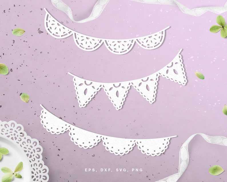 Decorative party banners garlands set digital cut file  Silhouette Banner Svg#1